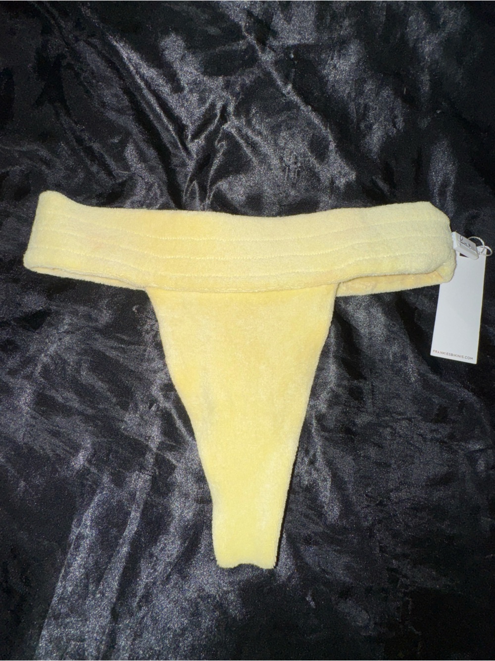 Frankies Bikinis Vintage Butter Yellow Terry Cloth Halter Bikini Top Small NWT